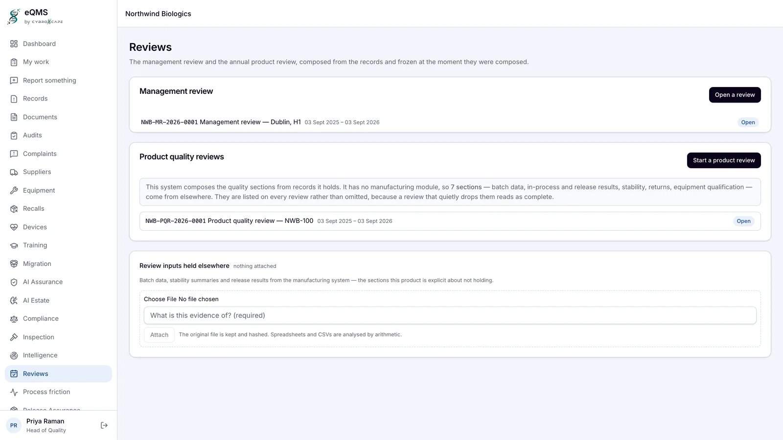 Cybroscape eQMS management and product quality reviews