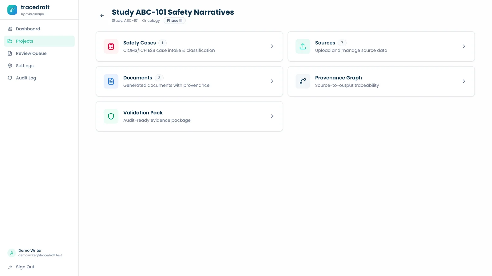 TraceDraft study project overview